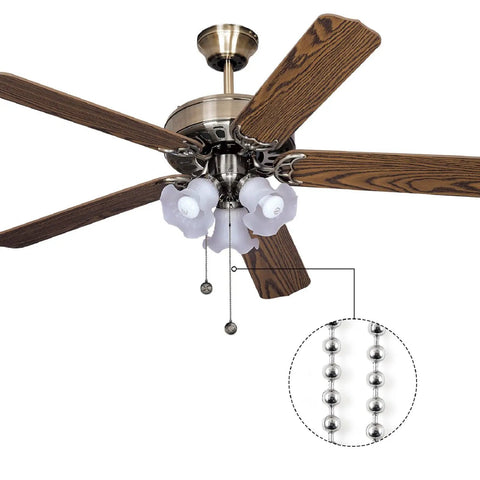 Ceiling fan with 197 Inch Beaded Ball Pull Chain Extension For Roller Shades, stainless steel bead chain, easy install, heavy duty pulling strength