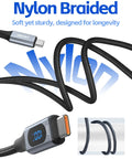 100W USB C Cable With LED Display For DJI Drones And Action Cameras Nylon Braided Type C Fast Charging Cord 3.3 Foot detail