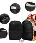 Open view of Blue Radial Tie Dye Sun Pattern Backpack Unisex Large Capacity Daypack Made From Durable Polyester showing compartments.