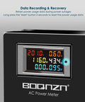 Heavy Duty 50A AC Power Meter With Nema 14 50P To 14 50R Outlet Monitor displaying voltage, current, and energy data.