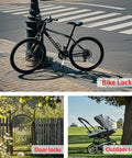 Bike secured with 10Ft Outdoor Security Cable For Luggage And Bikes Braided Stainless Steel Wire Rope 3.3mm Thick
