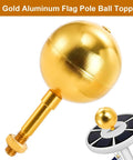 Flag Pole Hardware Kit With 3 Inch Gold Ball Topper, Aluminum Alloy Construction, Weatherproof Flagpole Accessories, 50 Feet Halyard Rope, 4 Inch Cleat Hook With Screws, Four Swivel Snap Hooks, And Pulleys For 2 Inch OD Tubes gold aluminum ball topper with threaded mount