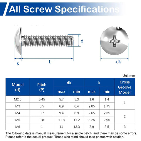 Specifications of Major League M4 X 5mm Truss Head Phillips Machine Screws Pack Of 10 True 304 Stainless Steel hardware.