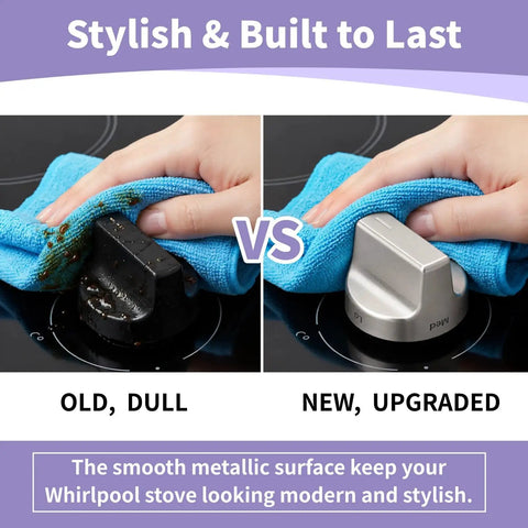 Comparison of old vs new Upgraded 5 Pack Stove Knob Replacement Kit For Gas Stoves And Ranges Compatible With WFG Series Models