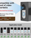 No Drill Anti Theft Video Doorbell Mount for Apartment Rentals on inward swing door fits Video Doorbell 1-4 models, black.