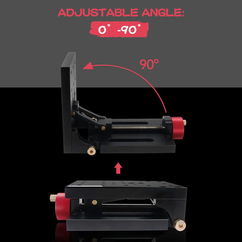 0 to 90 Degrees Tilt Stage With Pro Grade Precision Manual Angle Adjustment, Heavy Duty 6061 Aluminum Platform, Smooth Screw And Copper Nut Self Locking Mechanism For Drift Free, Stable Angles, Ideal For Microscopes, Cameras, And Labs. 0-90° side view