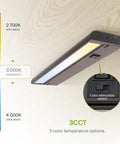 Swivel LED Under Cabinet Lights 12 Inch 5W Kit Dimmable And Linkable with selectable color temp switch, 3 color options shown