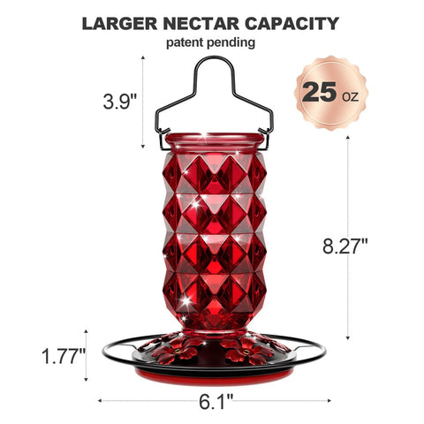 Outdoor Hummingbird Feeder With Perch And Five Flower Feeding Ports 25 Oz Glass Nectar Feeder Leak Proof Hanging Bird Feeder