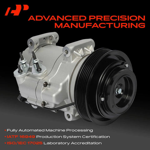 Premium Grade AC Compressor With Clutch Drop In Fix Compatible With Acura Mdx And Honda Pilot Replaces A10HF20 silver unit with black drive pulley.