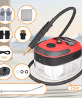 Handheld Pressurized Steam Cleaner 2500W Beast Power Home Cleaning Tool For Couches Cars Floors And More, shown with accessories