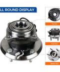 Rear Wheel Bearing And Hub Assembly for 2012 through 2015 Chevy Captiva Sport 2007 through 2009 Equinox front, top, bottom view