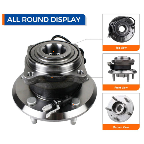Rear Wheel Bearing And Hub Assembly for 2012 through 2015 Chevy Captiva Sport 2007 through 2009 Equinox front, top, bottom view
