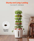 Vertical Hydroponic Tower With 6 Tiers And 30 Pods, App Controlled Indoor Garden, shown in a living room setting.