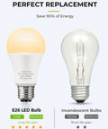3 Way LED Bulbs 50, 100, 150W Equivalent, Dimmable A19 E26 Base vs incandescent bulb, highlighting energy saving and lifespan