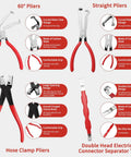 4 Piece Automotive Electrical Disconnect Pliers Kit With High Carbon Steel Connector Pliers Straight And 60 Degree Tips