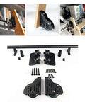 Sliding Barn Door Hardware Kit In Black Steel With Round Tube Track components laid out