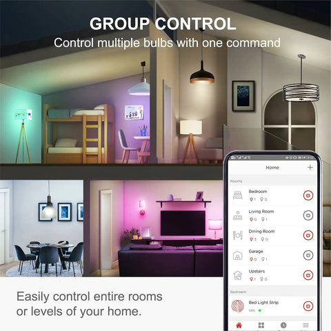 Color Changing WiFi Smart Light Bulb No Hub Needed A19 RGB LED Bulb Compatible With Alexa And Google Home Control in rooms