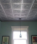 Glue Up PVC Ceiling Tiles 2 By 2 Antique Silver 10 Pack Covers 40 Sq Ft Lightweight Fire Rated Class A DIY Friendly Ceiling Makeover