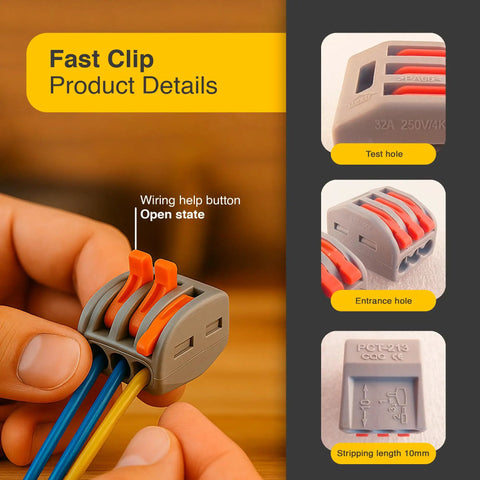 110 Piece Compact Lever Connector Kit With Push In Terminals 2 And 3 Port Splice Blocks For Electrical Wiring AWG Cable Joiners