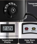 Close-up of Heavy Duty 110 Cup Stainless Steel Coffee Urn For Catering with temperature control and display features.