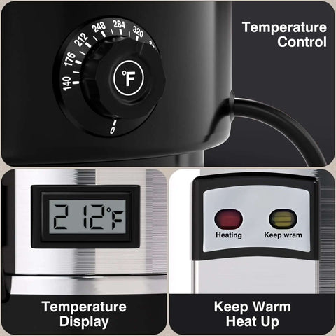 Close-up of Heavy Duty 110 Cup Stainless Steel Coffee Urn For Catering with temperature control and display features.