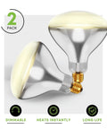 250 Watt R40 Heat Lamp Bulbs Pack Of 2 Clear Incandescent Reflector Lamps With E26 Base 120V 2000 Hour Rating
