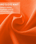 Close-up of fluorescent orange moisture-wicking bird's eye knit fabric used in Six Pack High Visibility Long Sleeve Safety T Shirts For Work Men XL