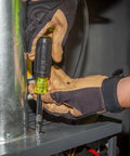 Hands using HVAC Tool Kit With 3 In 1 Pocket Screwdriver 8 In 1 Screwdriver And Nut Driver And Digital Pocket Thermometer Compact Pocket Friendly 3 Piece Set For Quick HVAC Repairs And Everyday Jobsite Fixes on metal unit.