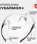 Clear Anti Fog Safety Glasses with scratch resistant wraparound lenses, adjustable temples, and nose pads, ANSI Z87 certified.