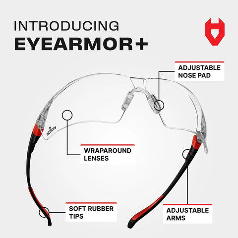 Clear Anti Fog Safety Glasses with scratch resistant wraparound lenses, adjustable temples, and nose pads, ANSI Z87 certified.