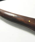 Hand Crafted Damascus Steel Sickle Knife With Full Tang And Stabilized Rosewood Handle grip detail for EDC garden work