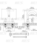 Technical diagram of Brushed Gold Bathroom Faucet For Modern Vanities, 4-Inch Centerset Design, L4117LFF12-BZ