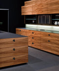 Kitchen with wooden cabinets featuring 12 pack black cabinet knobs 1.2 inch modern drawer knobs for cabinets and drawers aluminum alloy