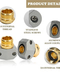 Garden Hose Repair Kit With Aluminum Fittings, 3/4 inch external and internal thread details, stainless steel screws, alloy couplings