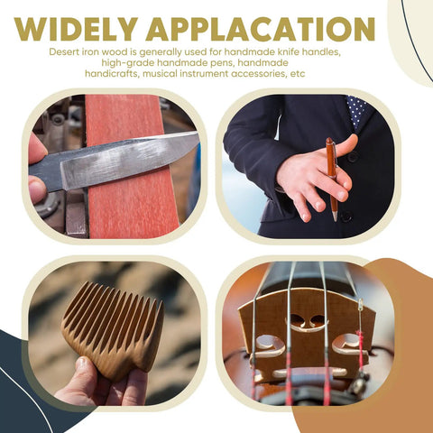 Wood crafting tools and uses including knife handle, pen, comb, and instrument made from 4 Pack Ironwood Knife Handle Scales.