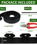 No Dig Lawn Edging Kit 40 Ft Landscape Border With Stakes For Lawn Garden Flower Beds Grass Path Edging Durable Flexible PE Material Frost Resistant Spikes Keeps Your Yard In Line Easy Install Black kit contents