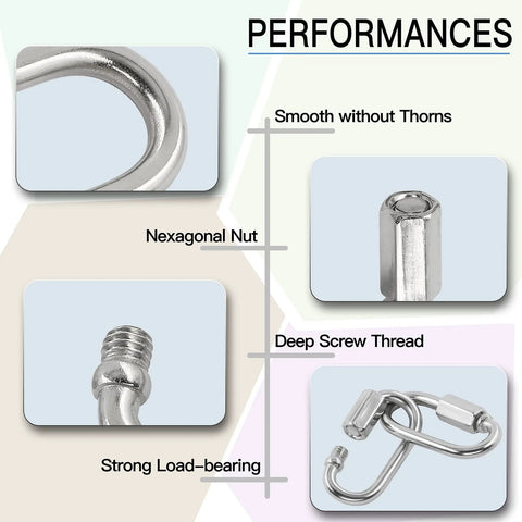 Five Pack M3 5 Stainless Steel Quick Link Chains One Eighth Inch D Shape Locking Quick Connectors durability hex nut close-up