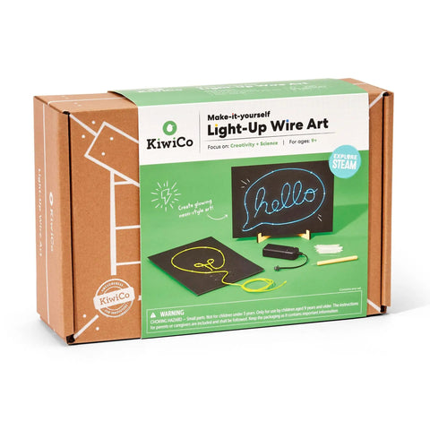 DIY Light Up Wire Art STEM Kit For Kids Ages 9 Plus With Electroluminescent Neon Signs Battery Packs And Design Templates A Fun Educational Science And Engineering Craft box front