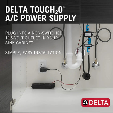 AC Power Supply For Touch2O Faucets With VoiceIQ Replaces Battery Pack Grounded Plug For Safe Reliable Operation Easy Install