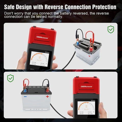 Car Battery Tester With Printer For 6V 12V And 24V Systems, A Handy Load Tester For Everyday Drivers That Quickly Checks Cranking Current, Internal Resistance, Battery Health And Overall Life, With Real Printouts, handheld with battery clamps