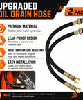 Beefed Up Flex Drain Oil Hose For FR730V FR691V Engines And Kubota Z412 Z122R Toro MX5060 Mowers, 2-pack, rubber with metal fittings.