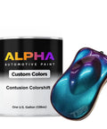 Gnarly Colorshift Chameleon Paint Basecoat Gallon Ready To Spray With Medium Reducer and swatch showing color shift