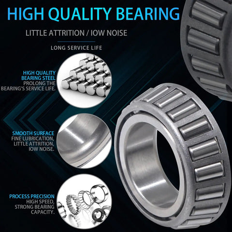 Close-up of Two Heavy Duty Bearing Kits For 2000-2200 Lb Boat Trailer Axle With 1 Inch BT8 Wheel Hub Spindle D Shape Groove Compatibility