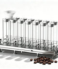 Hype Building Daily Grind Storage Kit With Airtight Single Dose Espresso Canisters One Way Valve Smart Organizer Stand And Quick Fill Funnel.