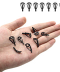8 Piece Fishing Rod Tip Repair Kit With Stainless Steel Frame And Wear Resistant Ceramic Rings For Quick Fixes And Long Lasting Durability Includes Sizes 1.8x6 2.0x6 2.2x6 1.8x8 2.0x8 2.2x8 2.4x8 2.6x8, shown in hand