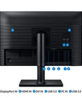 Rear view of 24 Inch IPS Monitor With 1920x1200 WUXGA, 75Hz, Ultra Thin Bezel, HDMI, DisplayPort, DVI, USB Hub, Built-In Speakers