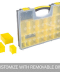 Set Of Four Plastic Clear Top Tool And Parts Organizer Box Set For Grab And Go Garage, Workshop, And Craft Room with bins