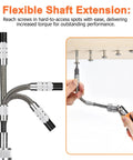Flexible shaft of 180 Degree Adjustable Ratchet Screwdriver And Wrench Set With Bit Kit Flexible Shaft Extension Metric Socket Set