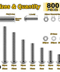 800 Piece M2 Screw And Nut Kit With Stainless Steel Bolts And Nuts Hex Socket Button Head Screws Flat And Spring Lock Washers