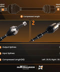 Tough As Nails Front Left And Right CV Axle Assembly For Nissan Rogue Rogue Select 2008 2015 2 5 Liter FWD OEM Grade No Sweat Installation diagram detailing output and input splines.